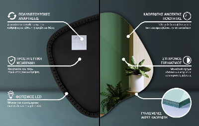 Lustro o nieregularnym kształcie led wiszące unikalne