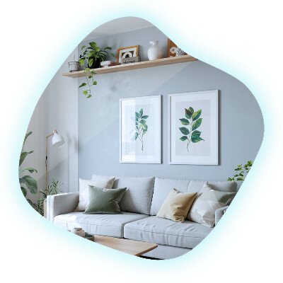 Lustro o nieregularnym kształcie led wiszące unikalne