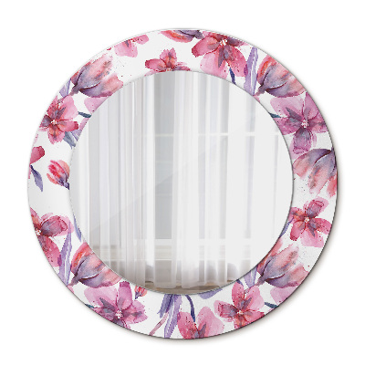 Lustro z nadrukiem dekoracyjne okrągłe Kwiaty akwarelowe