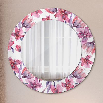 Lustro z nadrukiem dekoracyjne okrągłe Kwiaty akwarelowe
