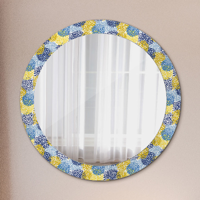 Lustro z nadrukiem dekoracyjne okrągłe Niebieskie kwiaty
