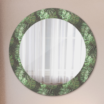 Lustro dekoracyjne okrągłe Liście tropikalne