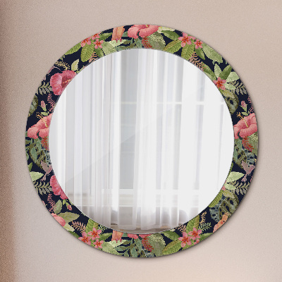 Lustro z nadrukiem dekoracyjne okrągłe Kwiaty hibiskusa