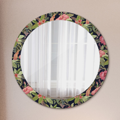 Lustro z nadrukiem dekoracyjne okrągłe Kwiaty hibiskusa