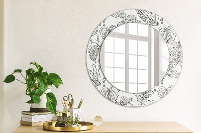 Lustro z nadrukiem dekoracyjne okrągłe Kwiatowy wzór