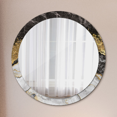 Lustro z nadrukiem dekoracyjne okrągłe Marmur i złoto