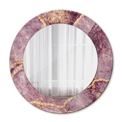 Lustro z nadrukiem dekoracyjne okrągłe Marmur z dodatkiem złota