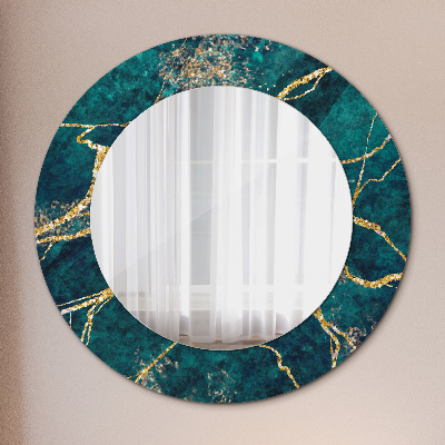 Lustro z nadrukiem dekoracyjne okrągłe Zielony marmur malachitowy