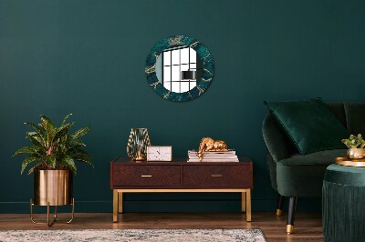 Lustro z nadrukiem dekoracyjne okrągłe Zielony marmur malachitowy