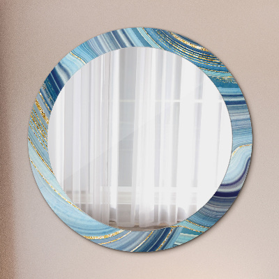 Lustro z nadrukiem dekoracyjne okrągłe Niebieski marmur
