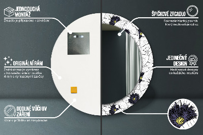 Lustro z nadrukiem dekoracyjne okrągłe Liniowe kwiaty kompozycja