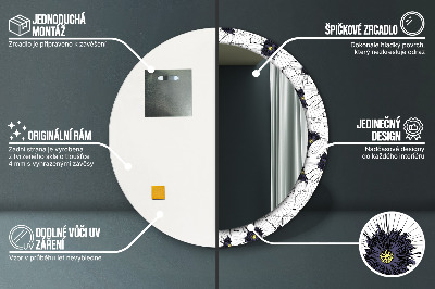 Lustro z nadrukiem dekoracyjne okrągłe Liniowe kwiaty kompozycja