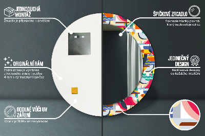 Lustro dekoracyjne okrągłe Geometryczne tropikalne ptaki