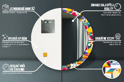 Lustro dekoracyjne okrągłe Geometryczne tropikalne ptaki