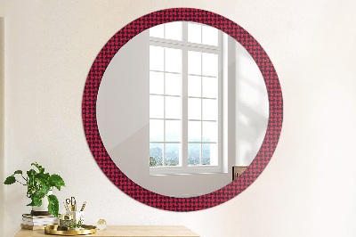 Lustro z nadrukiem dekoracyjne okrągłe Czerwona kratka