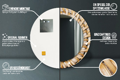 Lustro z nadrukiem okrągłe Naturalny warkocz