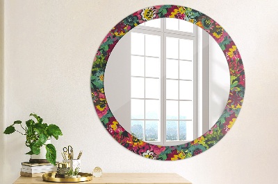 Lustro z nadrukiem dekoracyjne okrągłe Ręcznie malowane kwiaty