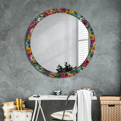 Lustro z nadrukiem dekoracyjne okrągłe Ręcznie malowane kwiaty