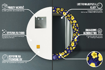 Lustro z nadrukiem dekoracyjne okrągłe Słodkie małe kwiaty