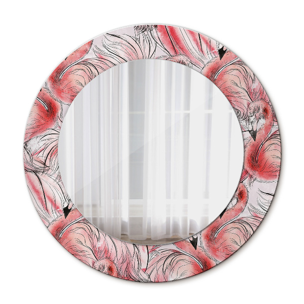 Lustro dekoracyjne okrągłe Wzór flaminga