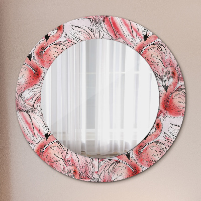 Lustro dekoracyjne okrągłe Wzór flaminga