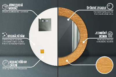 Lustro dekoracyjne okrągłe Metalowa powierzchnia