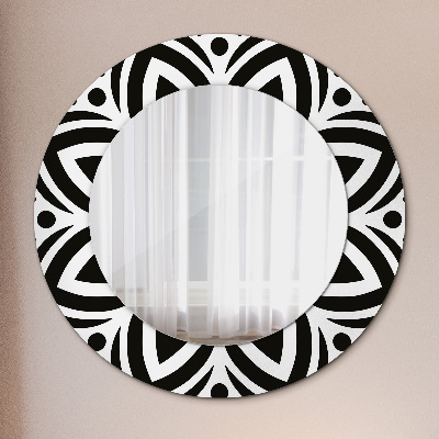 Lustro z nadrukiem dekoracyjne okrągłe Czarny geometryczny ornament