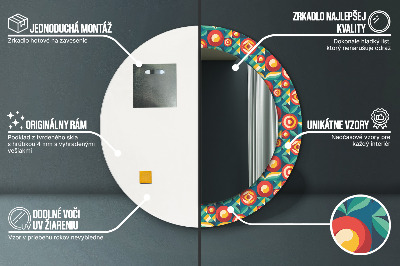 Lustro dekoracyjne okrągłe Geometryczne owoce i liście