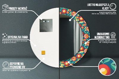 Lustro dekoracyjne okrągłe Geometryczne owoce i liście