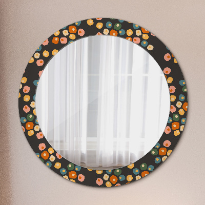 Lustro z nadrukiem dekoracyjne okrągłe Kropki kwiatów