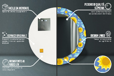 Lustro dekoracyjne okrągłe Geometryczne słoneczniki