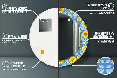 Lustro dekoracyjne okrągłe Geometryczne słoneczniki