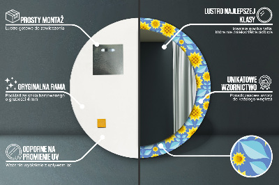 Lustro dekoracyjne okrągłe Geometryczne słoneczniki