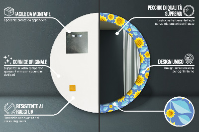 Lustro dekoracyjne okrągłe Geometryczne słoneczniki