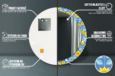 Lustro dekoracyjne okrągłe Geometryczne słoneczniki