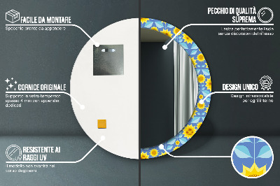 Lustro dekoracyjne okrągłe Geometryczne słoneczniki