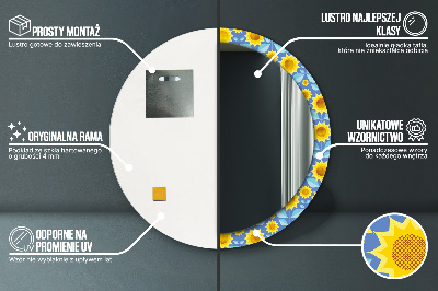 Lustro dekoracyjne okrągłe Geometryczne słoneczniki