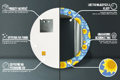 Lustro dekoracyjne okrągłe Geometryczne słoneczniki