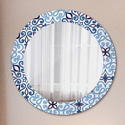 Lustro dekoracyjne okrągłe Niebieski arabski wzór