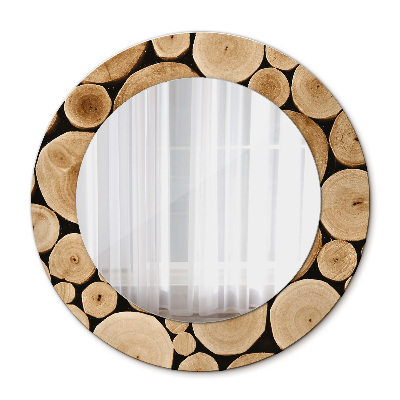 Lustro dekoracyjne okrągłe Kłody drewna