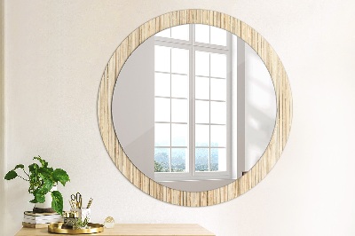 Lustro z nadrukiem dekoracyjne okrągłe Bambus słoma