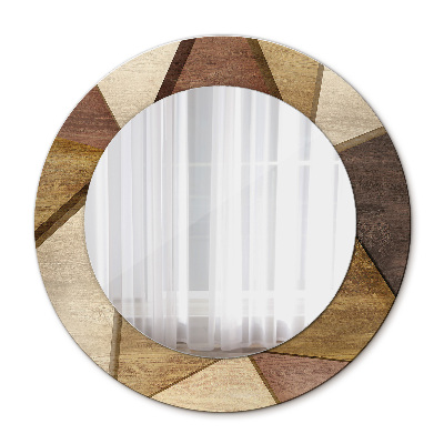 Lustro dekoracyjne okrągłe Geometryczne drewno 3d