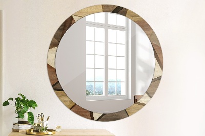 Lustro dekoracyjne okrągłe Geometryczne drewno 3d
