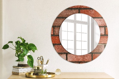 Lustro z nadrukiem dekoracyjne okrągłe Czerwona cegła