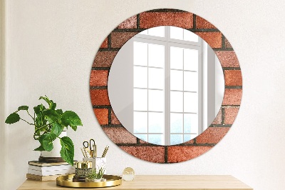 Lustro z nadrukiem dekoracyjne okrągłe Czerwona cegła
