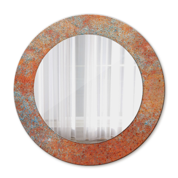 Lustro z nadrukiem dekoracyjne okrągłe Rdzawy metal