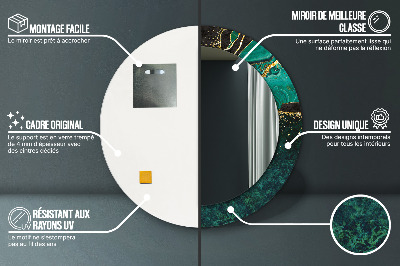 Lustro z nadrukiem dekoracyjne okrągłe Marmurowa zieleń