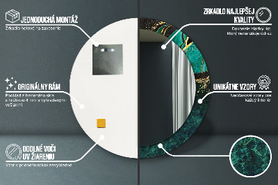 Lustro z nadrukiem dekoracyjne okrągłe Marmurowa zieleń
