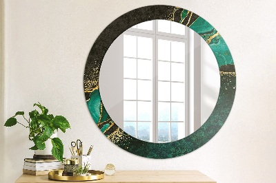 Lustro z nadrukiem dekoracyjne okrągłe Marmurowa zieleń