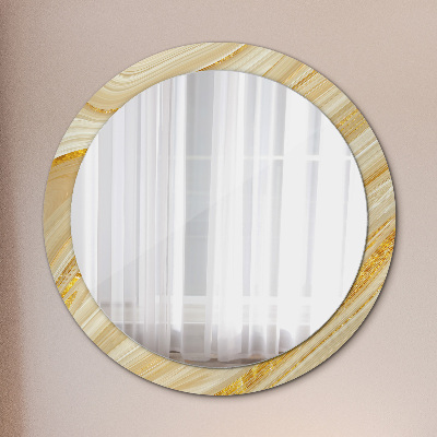 Lustro z nadrukiem dekoracyjne okrągłe Złoty abstrakcyjny